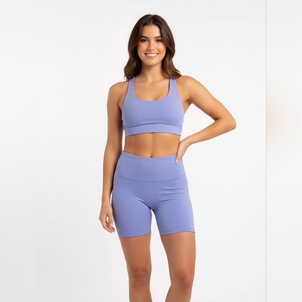 BNWT Yogalicious Lux 7" High Waist Biker Short Purple Size S Buttery Soft